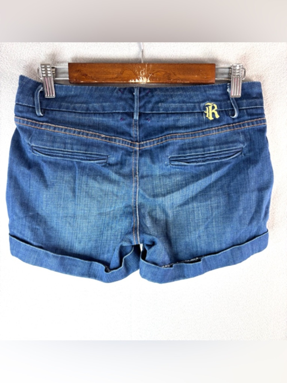Rich & Skinny 30 Washed Blue Denim Cuffed Shorts - Picture 2 of 8